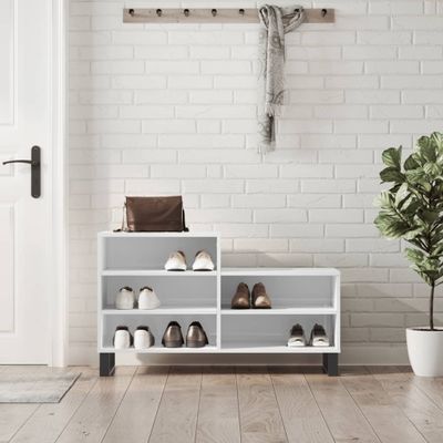 vidaXL Botník lesklý biely 102x36x60 cm spracované drevo
