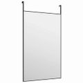 vidaXL Zrkadlo na dvere čierne 50x80 cm sklo a hliník