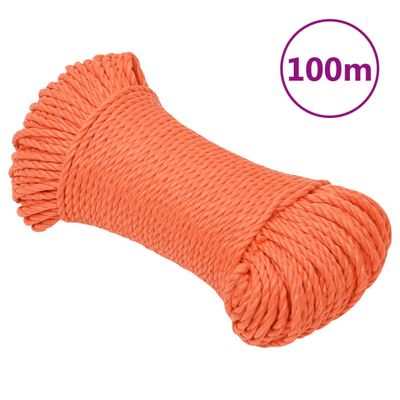 vidaXL Pracovné lano oranžové 3 mm 100 m polypropylén
