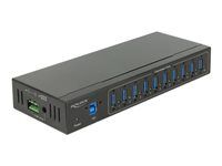Rozbočovač - 10 x SuperSpeed USB 3.0 - možno montovať na konzolu DIN, na pripevnenie na stenu - DC napájanie