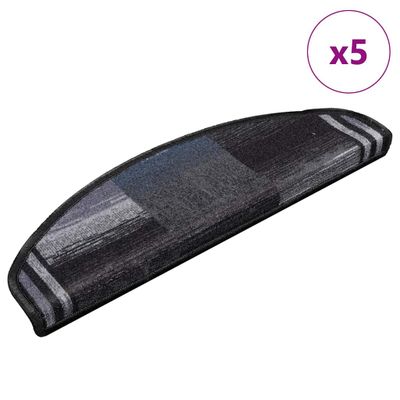 vidaXL Nášľapy na schody samolepiace 5 ks 65x21x4 cm čierne a sivé