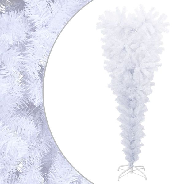 vidaXL Prevrátený umelý vianočný stromček so stojanom, biely 120 cm