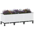 vidaXL Záhradný črepník s kolieskami Biela 120 x 40 x 48 cm PP