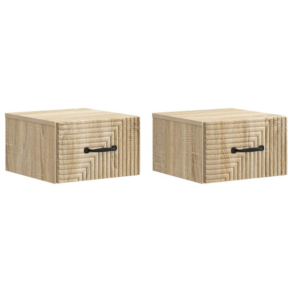 vidaXL Nástenná nočná skrinka 2 pcs Dub sonoma 34,5 x 33 x 20 cm