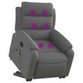 vidaXL Zdvíhacie a sklápacie elektrické masážne kreslo tmavosivé látka