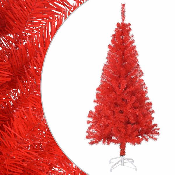 vidaXL Umelý vianočný stromček so stojanom, červený 120 cm, PVC