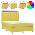 vidaXL Posteľ boxsping s matracom a LED zelená 140x190 cm látka