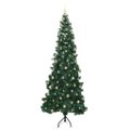 vidaXL Rohový umelý vianočný strom s 300 LED-i Zelená 240 cm PVC a kov
