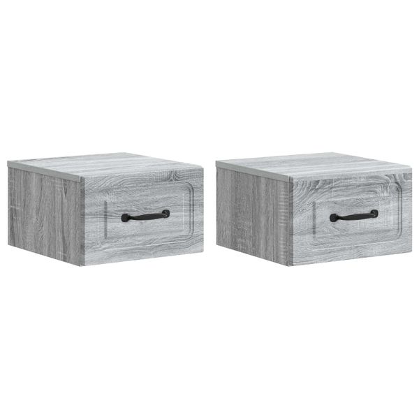 vidaXL Nástenná nočná skrinka 2 pcs Sivá sonoma 34,5 x 33 x 20 cm