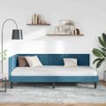 vidaXL Rohový rám postele s čelnou doskou Modrá 100 cm x 200 cm Zamat