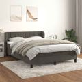 vidaXL Posteľný rám boxspring s matracom tmavosivý 140x190 cm zamat