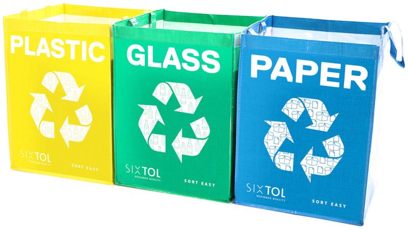 Tašky na triedený odpad SORT EASY 3 BASIC EN, 30x30x40 cm, 3 x 36 l, 3 ks SIXTOL