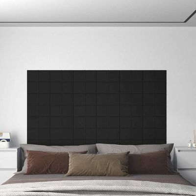 vidaXL Nástenné panely 12 ks čierne 30x15 cm zamat 0,54 m²