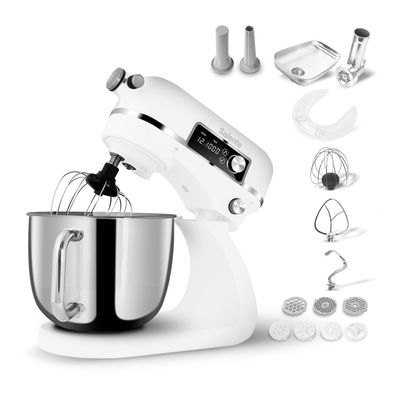 Salente DigiChef+, kuchynský robot, misa 6 litrov, celokovový, mäsomlynček, digitálny displej, biely