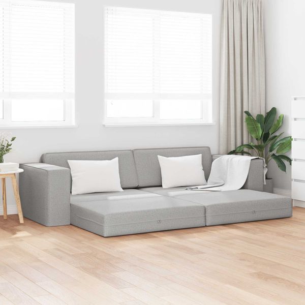vidaXL Rozkladacia posteľ Oblá šedá 245 x 78 x 77 cm látka
