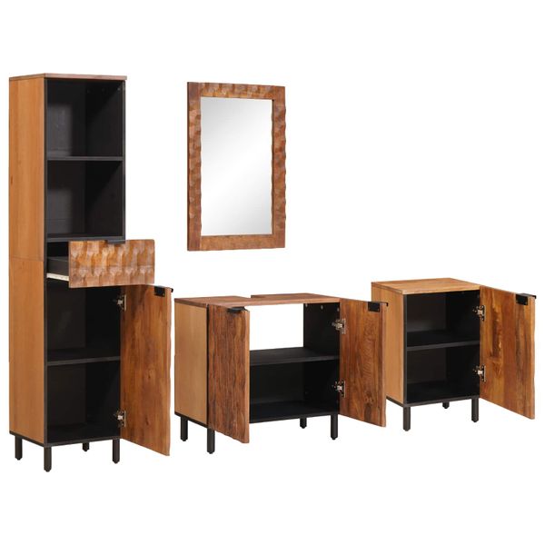 vidaXL Súpravy kúpeľňového nábytku s dverami 4 pcs Masívne mango drevo