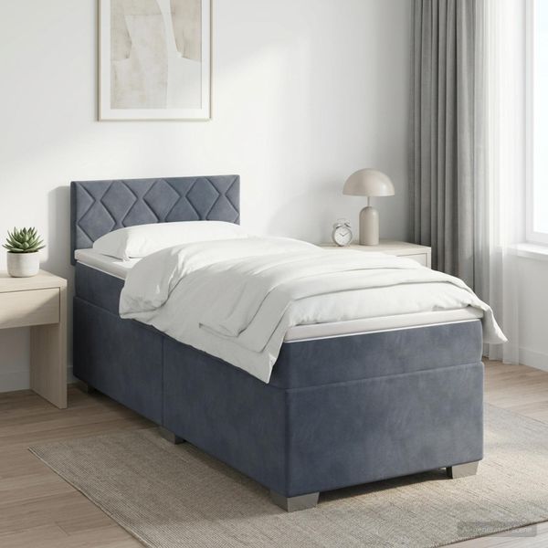 vidaXL Posteľ boxspring s matracom Tmavosivá 80 x 200 cm Zamat