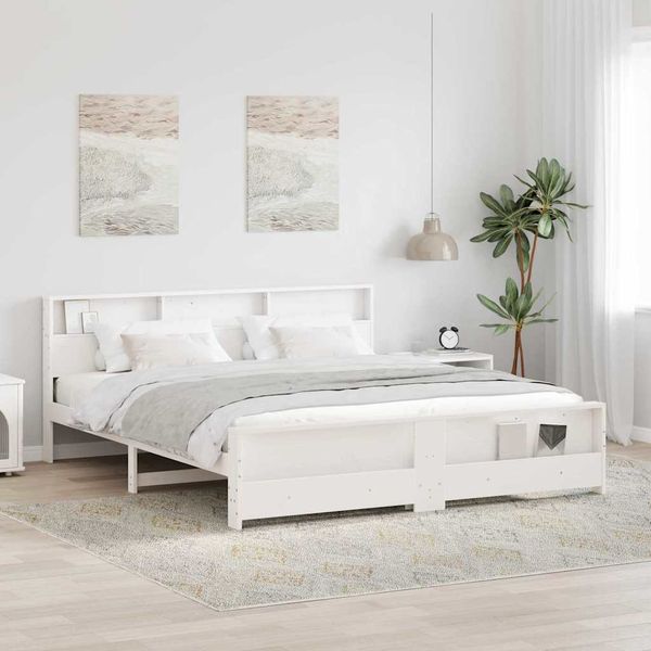 vidaXL Rám postele s čelnou doskou Biela 200 x 200 cm Kompozitné drevo