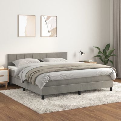 vidaXL Posteľný rám boxsping s matracom bledosivý 160x200 cm zamat