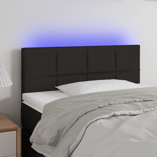 vidaXL Čelo postele s LED čierne 90x5x78/88 cm látka