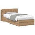 vidaXL Rám postele so skladom s čelnou doskou Dub artisan 100 x 200 cm
