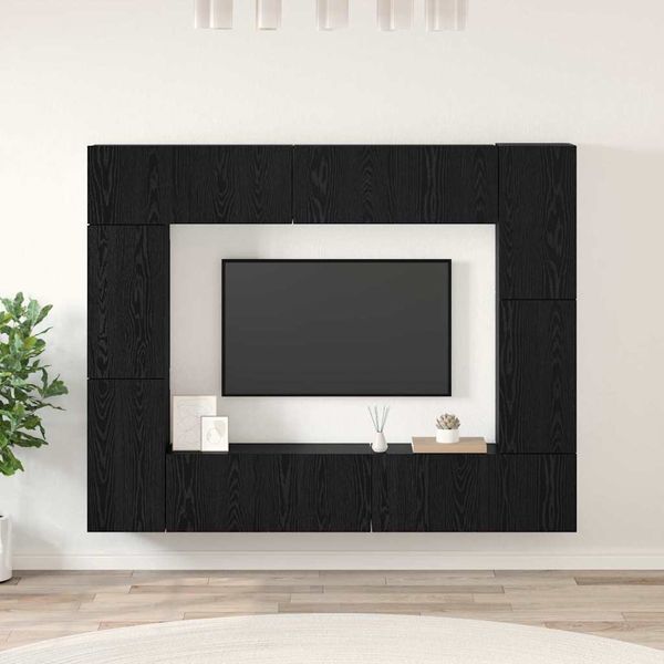 vidaXL Zostava TV skriniek Nástenný 8 pcs Čierny dub Kompozitné drevo