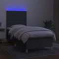 vidaXL Posteľ boxsping s matracom a LED tmavosivá 100x200 cm látka