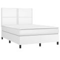 vidaXL Boxspring posteľ s matracom a LED biela 140x190 cm umelá koža