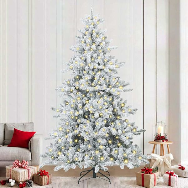 vidaXL Umelý Sklápací Vianočný Stromček Biela 240 cm PVC a oceľ