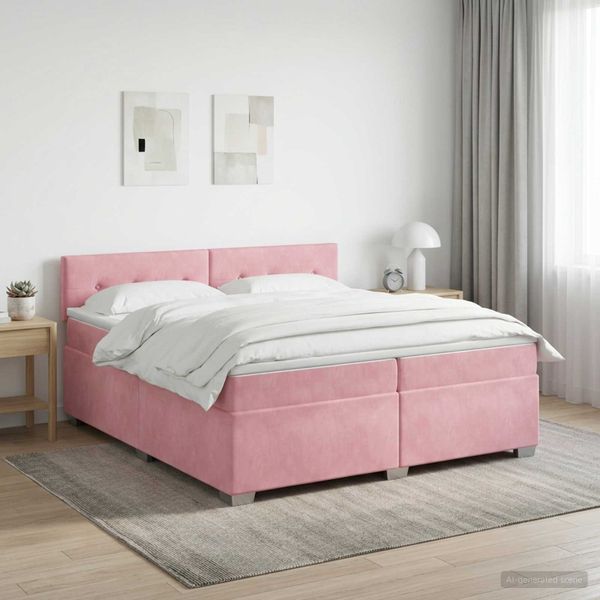 vidaXL Posteľ boxspring s matracom Ružová 200 x 200 cm Zamat