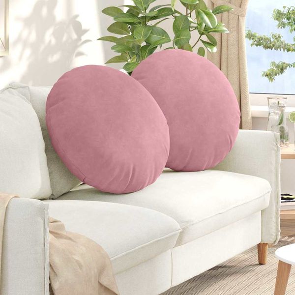 vidaXL Vankúše na sedenie 2 pcs Ružová Ø 80 x 29 cm Zamat