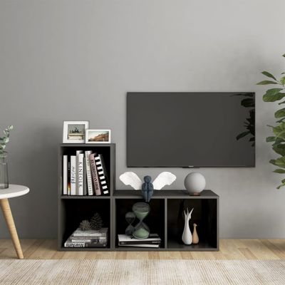 vidaXL TV skrinky 2 ks, lesklé sivé 72x35x36,5 cm, kompozitné drevo