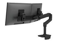 Montážna sada (kĺbové rameno, svorka na montáž na stôl, 2 čapy, tyč, držiak pre dva monitory, montážny materiál) - pre 2 LCD displeje - nízky profil - matná čerň - veľkosť obrazovky: až 25" - na stôl