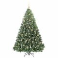 vidaXL Umelý vianočný stromček s 300 LED-i Zelená 210 cm PE a PVC