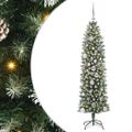 vidaXL Umelý chudý vianočný strom Zelená a biela 150 cm
