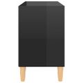 vidaXL TV stolík nohy z masívneho dreva lesklý čierny 69,5x30x50 cm