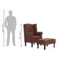 vidaXL Kreslo v štýle chesterfield z umelej kože s podnožkou hnedé