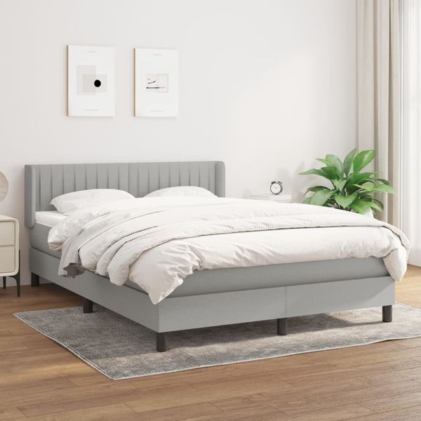 vidaXL Boxspring posteľ s matracom bledosivý 140x190 cm látka