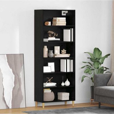 vidaXL Highboard Čierny dub 69,5 x 32,5 x 180 cm Kompozitné drevo