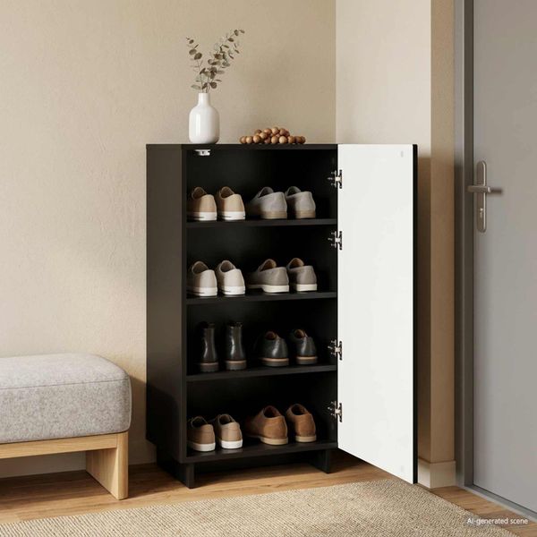 vidaXL Skriňa na topánky 48 x 38 x 87,5 cm Kompozitné drevo Čierna