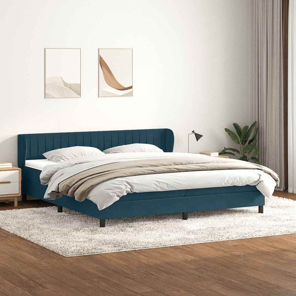 vidaXL Posteľný rám boxsping s matracmi tmavomodrá 180x220 cm zamat