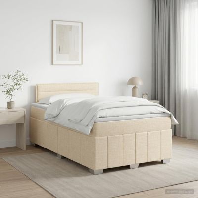 vidaXL Posteľ boxspring s matracom Krémová 120 x 190 cm Látka