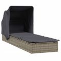 vidaXL Lehátko so skladacou strechou sivé 213x63x97 cm polyratan