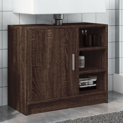 vidaXL Umývadlová skrinka hnedý dub 63x29x55 cm kompozitné drevo