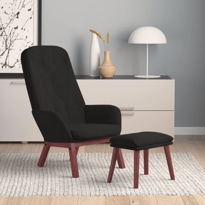 vidaXL Relaxačné kreslo s podnožkou čierne zamat