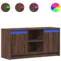 vidaXL TV stolík s LED hnedý dub 100x34x50 cm kompozitné drevo