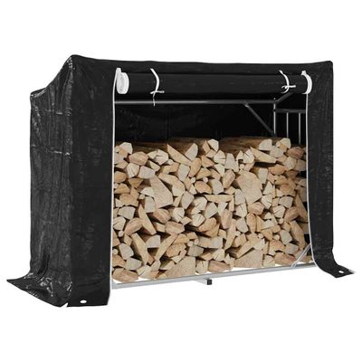vidaXL Regál na krbové drevo s pláštenkou 151x60,5x110,5 cm