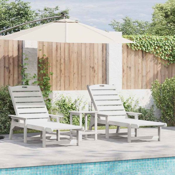 vidaXL Lehátko 3 pcs Biela Polyetylén