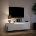 vidaXL TV nástenná skrinka s LED svetlami biela 135x31x39,5 cm