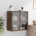 vidaXL Bočná skrinka so sklenenými dvierkami hnedý dub 68x37x68,5 cm